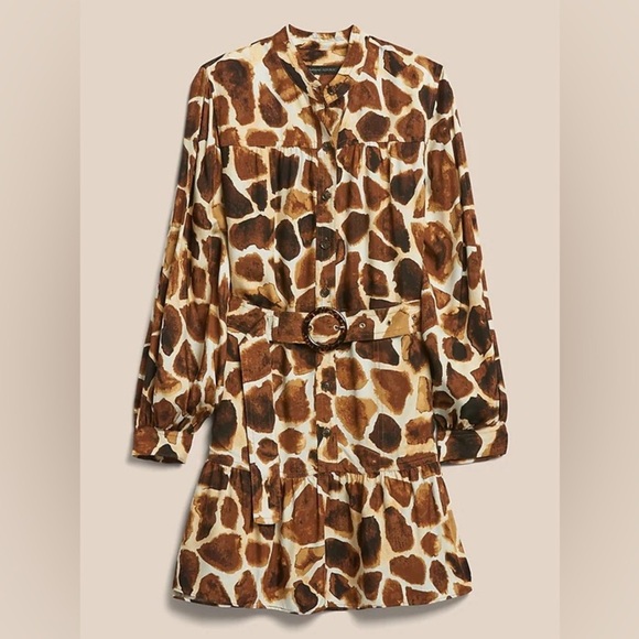 Banana Republic Flounce-Hem Dress in Giraffe Print - Size S - Picture 1 of 4